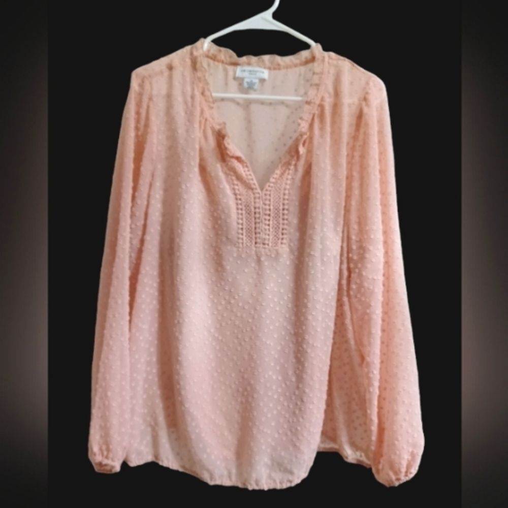 Liz Claiborne Pink Blouse with Built-in Tank Top Women's 1X - Picture 13 of 14